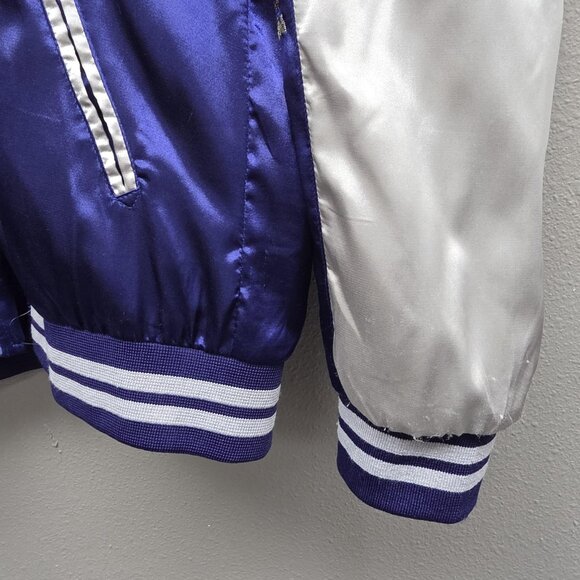 Standard Issue NYC Jacket Mens XL Blue Satin Bomber Embroidered Crane Sukajan - Picture 3 of 9